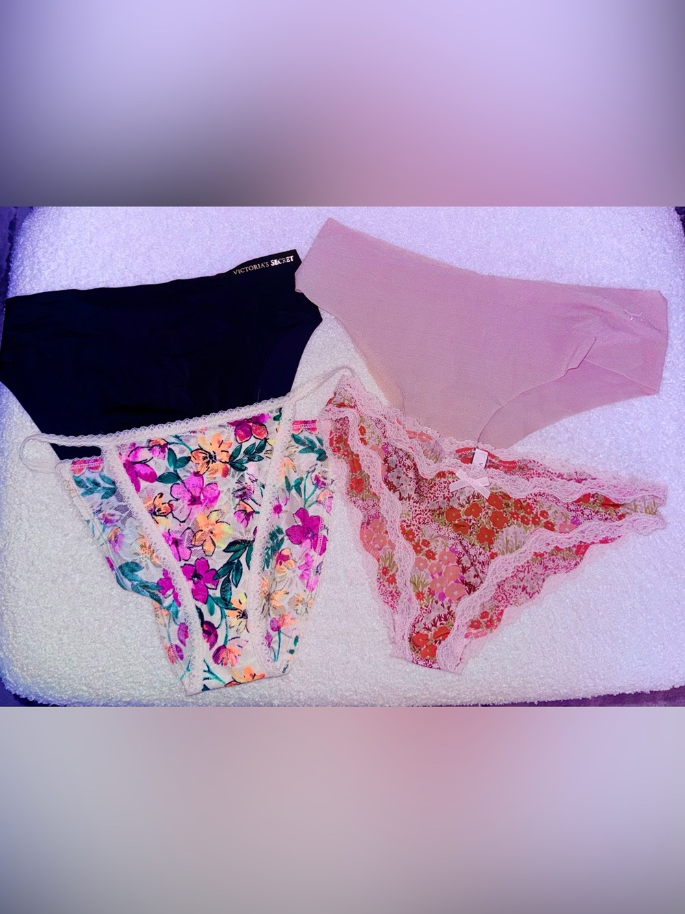 Victorias Secret Pink NWOT panty lot floral lace cheekster Medium